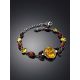 Multicolor Amber Link Bracelet In Silver The Verbena, image , picture 2