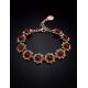 Gold Plated Link Bracelet With Cherry Amber Stones The Aster, image , picture 2