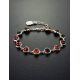 Silver Link Bracelet With Cognac Amber The Berry, image , picture 2