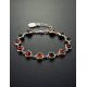Silver Link Bracelet With Cognac Amber The Berry, image , picture 2