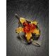 Cognac Amber Gold Plated Floral Brooch The Beoluna, image , picture 2