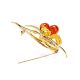 Cognac Amber Gold Plated Floral Brooch The Beoluna, image , picture 3