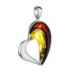 Heart Shaped Silver Pendant With Multicolor Amber The Sunrise, image , picture 4