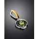 Green Amber Pendant In Gold Plated Silver The Lumiere, image , picture 2