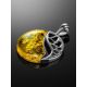 Round Silver Pendant With Lemon Amber The Sunrise, image , picture 2