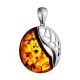 Round Silver Pendant With Cognac Amber The Sunrise, image , picture 4