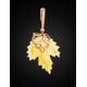 Leaf Shaped Amber Pendant In Gold The Canada, image , picture 2
