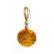 Round Gold-Plated Pendant With Cognac Amber The Jupiter, image , picture 4