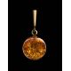 Round Gold-Plated Pendant With Cognac Amber The Jupiter, image , picture 2