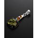 Bright Silver Pendant With Green And Cognac Amber The Prussia, image , picture 2