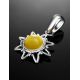 Silver Sun Shaped Pendant With Honey Amber The Helios, image , picture 2