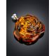 Hand-Cut Amber Flower Pendant in Sterling Silver The Rose, image , picture 2