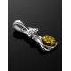 Silver Cat Pendant With Green Amber, image , picture 2
