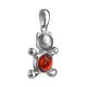 Silver Teddy Bear Pendant With Cherry Amber, image , picture 3