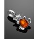 Silver Teddy Bear Pendant With Cognac Amber, image , picture 2
