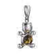 Silver Teddy Bear Pendant With Green Amber, image , picture 3