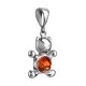Silver Teddy Bear Pendant With Cognac Amber, image , picture 3