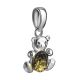 Silver Teddy Bear Pendant With Green Amber, image , picture 3