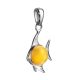 Silver Fish Pendant With Honey Amber, image , picture 3