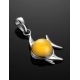 Silver Fish Pendant With Honey Amber, image , picture 2