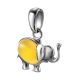 Silver Elephant Pendant With Honey Amber, image , picture 3