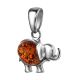 Silver Elephant Pendant With Cognac Amber, image , picture 3