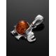 Silver Elephant Pendant With Cognac Amber, image , picture 2