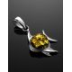 Silver Fish Pendant With Green Amber, image , picture 2
