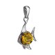 Silver Fish Pendant With Green Amber, image , picture 3