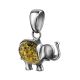 Silver Elephant Pendant With Green Amber, image , picture 3