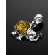 Silver Elephant Pendant With Green Amber, image , picture 2