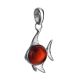 Silver Fish Pendant With Cherry Amber, image , picture 3