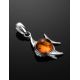 Silver Fish Pendant With Cognac Amber, image , picture 2