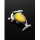 Sterling Silver Dolphin Pendant With Honey Amber, image , picture 2