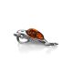 Silver Dolphin Pendant With Cognac Amber, image , picture 3