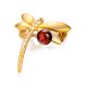 Gold Plated Brooch With Amber And Crystals The Beoluna, image , picture 3