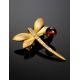 Gold Plated Brooch With Amber And Crystals The Beoluna, image , picture 2