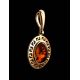 Oval Gold-Plated Pendant With Cognac Amber The Ellas, image , picture 2
