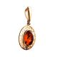 Oval Gold-Plated Pendant With Cognac Amber The Ellas, image , picture 3
