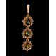 Green Amber Pendant In Gold-Plated Silver The Aster, image , picture 2