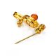 Designer Gold Plated Brooch With Amber And Crystals, image , picture 3