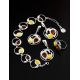 Round Silver Pendant With Multicolor Amber The Eagles, image , picture 6