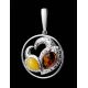 Round Silver Pendant With Multicolor Amber The Eagles, image , picture 5