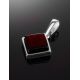 Square Silver Pendant With Cherry Amber The Ovation, image , picture 2
