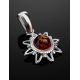 Cognac Amber Pendant In Sterling Silver The Helios, image , picture 2