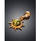 Bright Sun Shaped Gold-Plated Pendant With Amber Centre Stone The Helios, image , picture 2