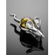 Cute Silver Brooch With Green Amber The Mouse, image , picture 2