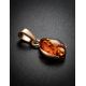 Bright Gold-Plated Pendant With Cognac Amber The Cat's Eye, image , picture 2