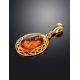 Oval Gold Plated Amber Pendant The Ellas, image , picture 2