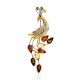 Multicolor Amber Brooch In Gold Plated Silver The Peacock, image , picture 3